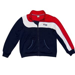 Vintage Y2K Fila Sport Track Jacket Womens S Blue Red White Full Zip